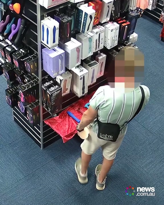 'Dildo bandit' caught on camera stealing large sex toy from adult shop
