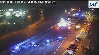 Deadly crash blocks all lanes on I-20 in Fulton County near Lee Street