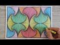 Easy line drawing art for kids  beginners  spiral 3d drawing  arts  crafts  wall art ideas