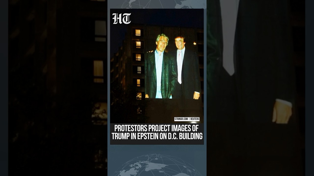 Donald Trump Epstein Banner: Protesters Project Trump Epstein Images On DC Building | #shorts
