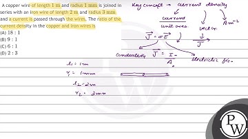 A copper wire of length \( 1 \mathrm{~m} \) and radius \( 1 \mathrm{~mm} \) is joined in series ...