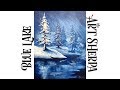 Simple Winter Landscape Frozen Lake with Pines Acrylic Painting tutorial | TheArtSherpa