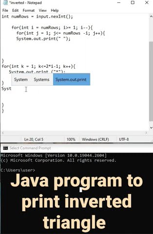Java program to print inverted triangle || Java program to print ...