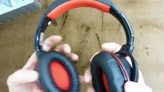 【開封動画】AUSDOM M04S bluetooth 4.0 密閉型 ヘッドホン ワイヤレス ステレオ ヘッドフォン 有線可能 NFC搭載 ( ブラック＋レッド )