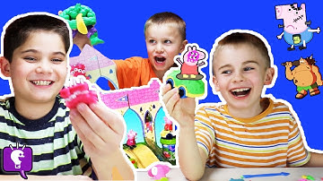 PEPPA GOES CRAZY! Play-Doh Castle Set Toy Review and Play with HobbyKids