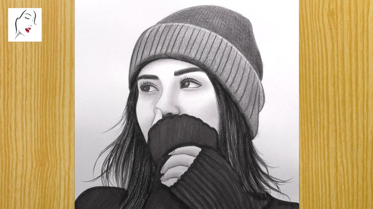 How to Draw a Girl With Winter Cap Easy / A Cute GIrl Face || Drawing Pictures | The Crazy SKetcher