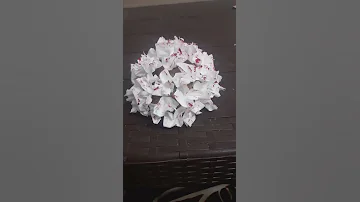 Flower arrangement on the coconut shell using tissue paper#shorts