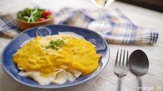 餃子の皮で簡単チーズラビオリ！ こくウマ かぼちゃ クリーム ソース 仕立て♪ のレシピ 作り方