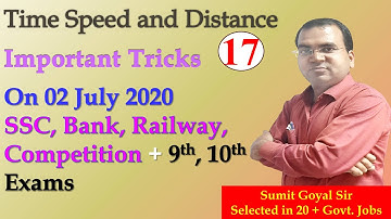 Time Speed and Distance Part 17 Video Number 1 Live Sumit Goyal Sir at 4 PM on 02 July 2020