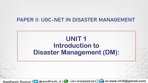 Disaster Management I UGC-NET Exam I Introduction to Disaster Management I paper 2 I Unit 1