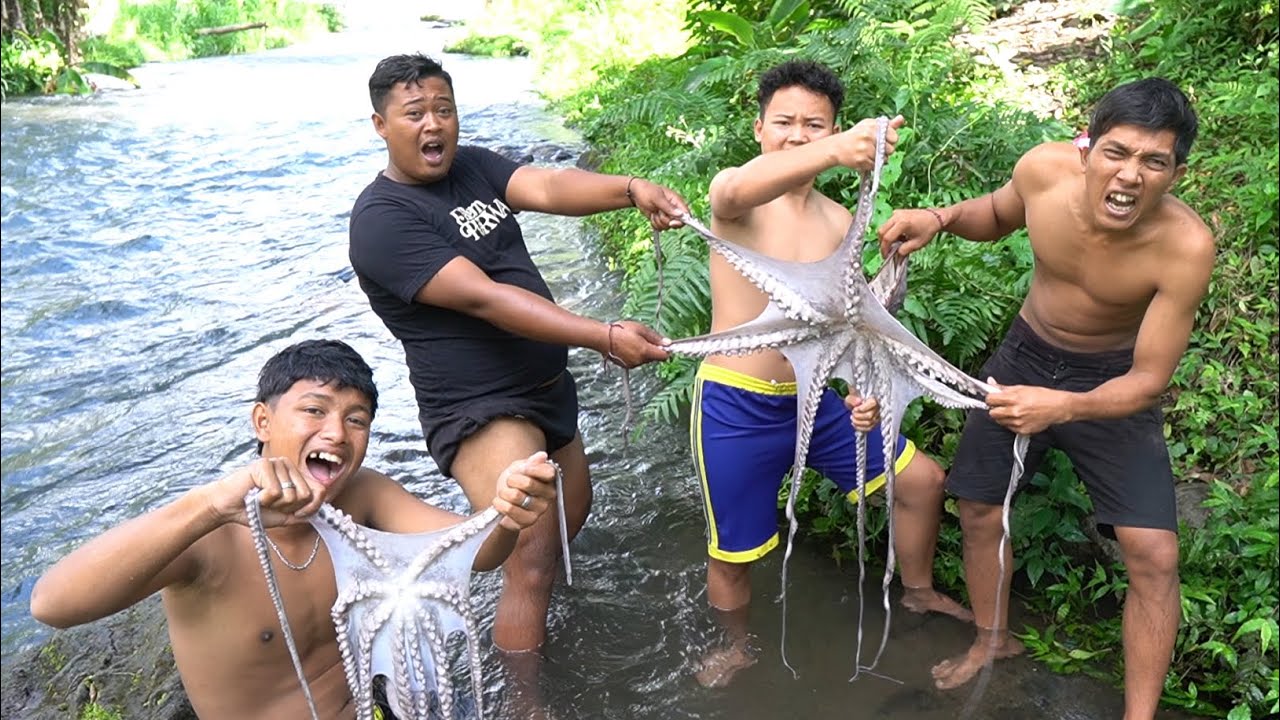 MENANGKAP GURITA DI SUNGAI KITA DAPET 2 GURITA BESAR BESAR
