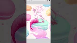Macaroon Mermaid 🍬 | Sketch VS Final #shorts #digitalart #procreateart #sketch