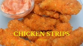 How to make crispy chicken strips recipe, easy home made spicy finger,
tenders, by nian's cooking diary strips, tende...