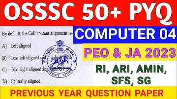 PEO Previous Computer Question || OSSSC PEO Junior Assistant Previous Year Question || OSSSC PEO