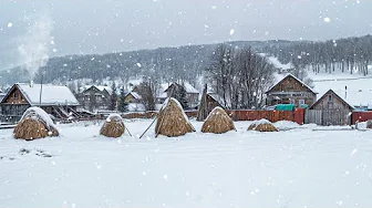 Rural Traditions in a Snowy Village of Bashkortostan. Russia