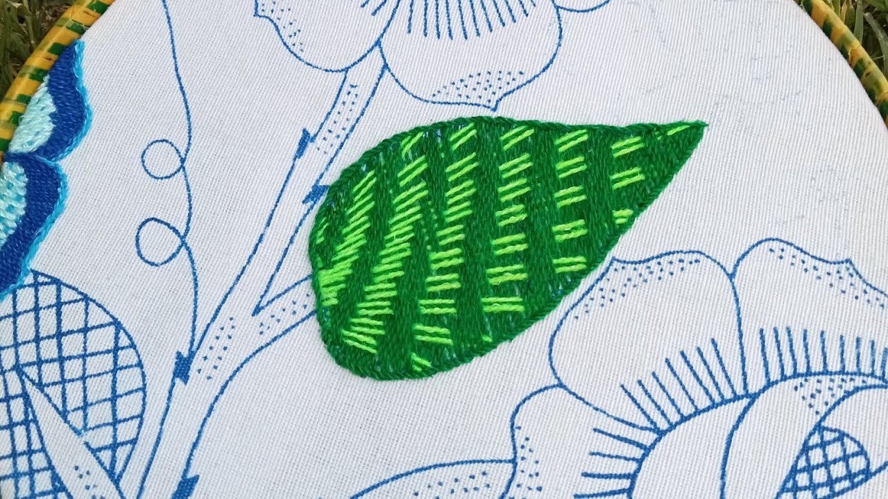 como bordar una hoja#11🌿 con una bella puntada ideal para cualquier diseño de pétalos y sus hojas🤩.