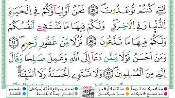 مصحف محمد صفا برواية ورش فيديو مكتوب ملون سورة 041 فصلت