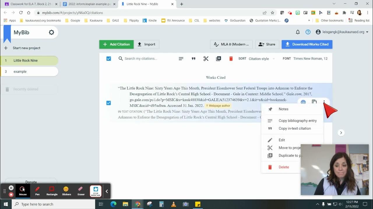 In Text Citations & My Bib YouTube