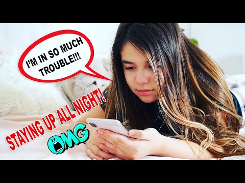 Pulling an ALL NIGHTER on a school night and getting in trouble! | Emily and Evelyn