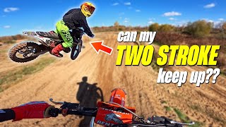 Can my 2-STROKE Keep Up?? - 250 2-Stroke vs 450 4-Stroke *Lap Time Battle!*