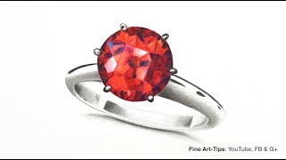 How to Draw a Ruby Ring With Color Pencils in 3D- Narrated screenshot 4