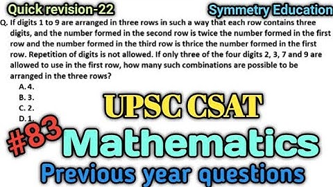 If digits 1 to 9 are arranged in three rows. UPSC/ IAS exam/Civil services