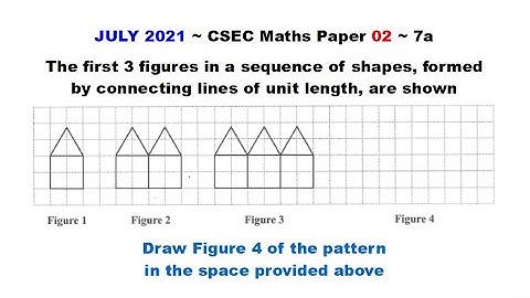 Paper2-CSEC-MATHS-440 ~ Draw the 4th Figure in Pattern ~ July 2021 Number 7a