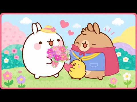 Molang et Piu Piu partagent gentillesse et Amour avec Des Roses 🌹