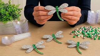 Turn Waste Disposable Spoons and Bead Into Cute Dragonfly! 🪰Amazing DIY