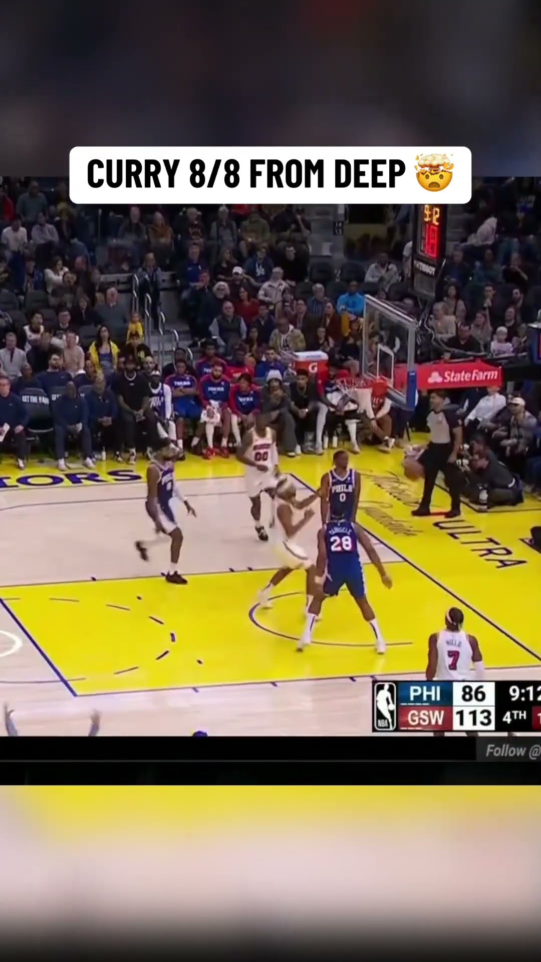 CURRY LITERALLY COULDN'T MISS FROM 3 ?
