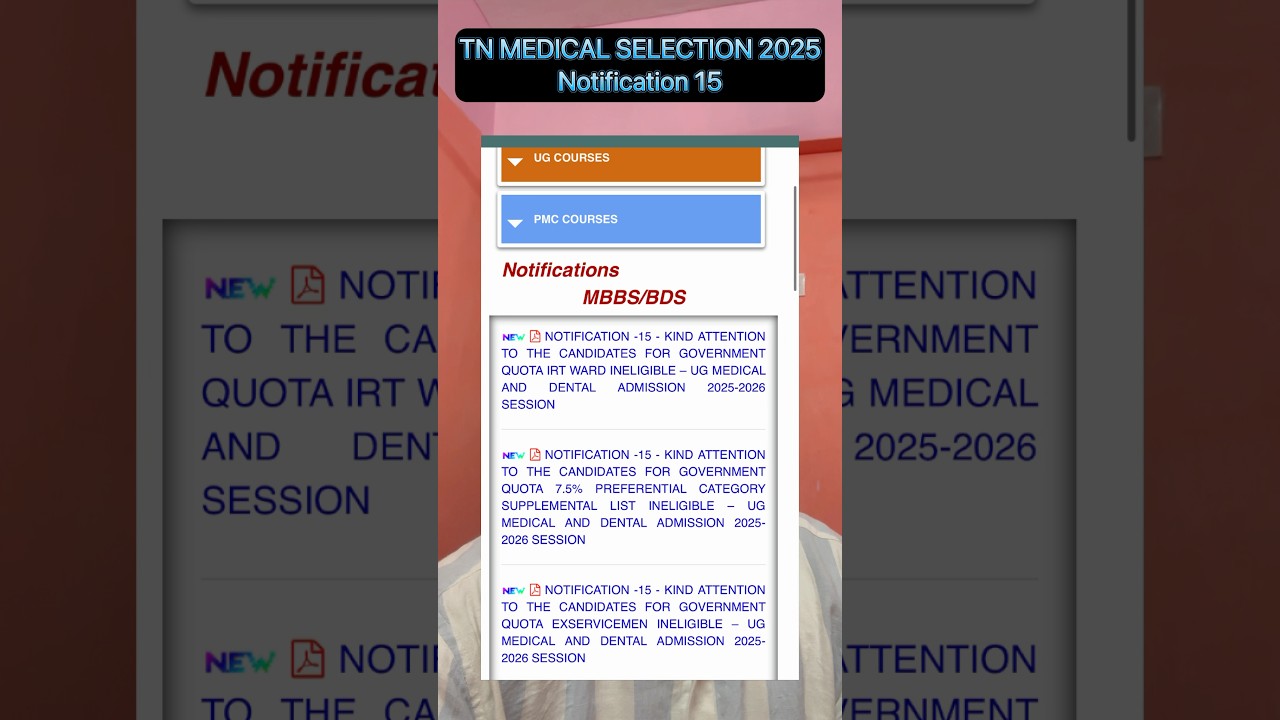 TN Medical Selection 2025 New notification 