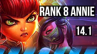 ANNIE vs AKALI (MID) | Rank 8 Annie, 600+ games, Dominating | KR Master | 14.1