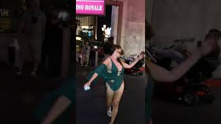  Lady in Red Las Vegas exhaust fan blows long dress [2021]