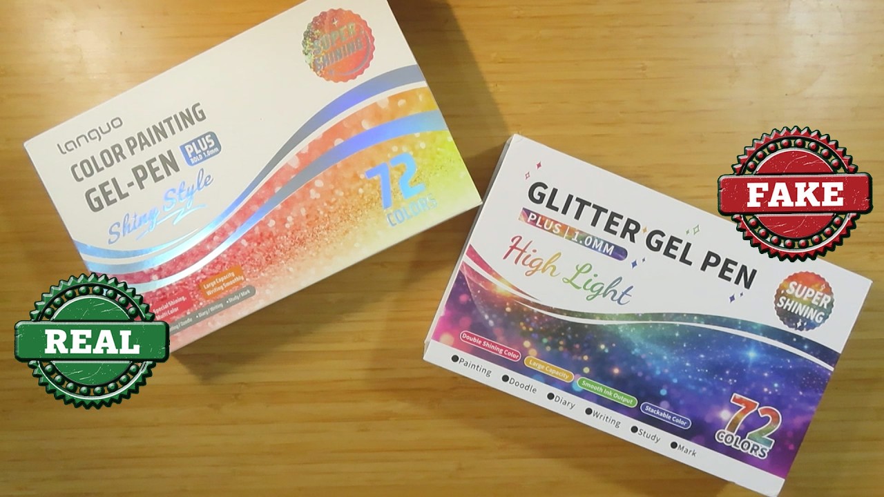 Сравнение гелевой ручки Languo Shiny Style с блестками и версии без бренда || Обзор ручек