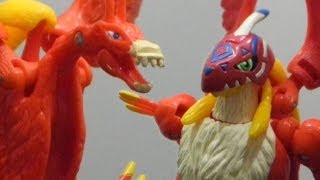 Digimonデジモンtoy-Warp Digivolving Birdramonバードラモン to Garudamonガルダモン-figure review[720p]