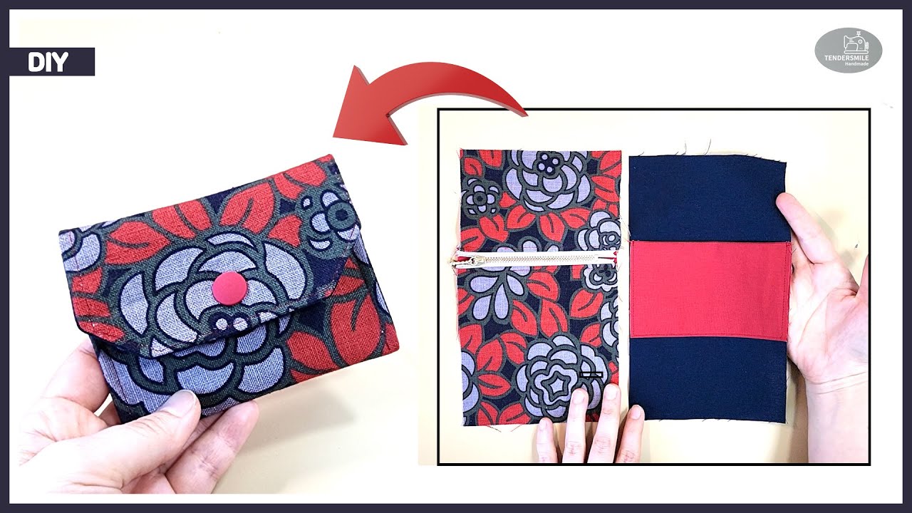 Вы можете легко сделать мини-кошелек с молниями и карманами таким образом.