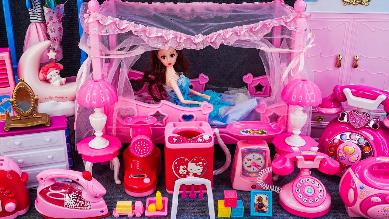 14 Minutes Satisfying with Unboxing Barbie Princess Pink Bed & Furniture Collection Toys Review｜ASMR