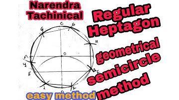 Draw a Heptagon by  using semi circle method geometrical construction enginering drawing