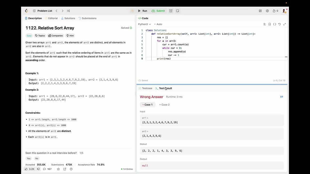 Relative Sort Array - YouTube