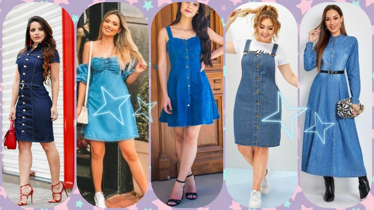 LOOKS CON VESTIDOS JEAN'S 2021 / VESTIDOS DE MEZCLILLA EN TENDENCIA / MODA PARA MUJER - YouTube