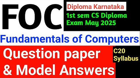 FOC Question paper & Answers#FOC Fundamentals of Computers#FOC#Question paper & Answers