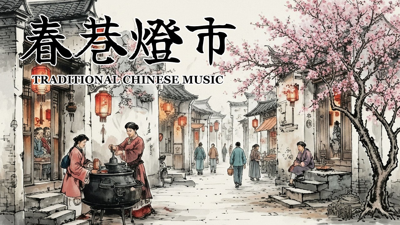 中國傳統風格音樂/春巷燈市/One Hour of Traditional Chinese Zen Instrumentals /Guzheng & Bamboo Flute
