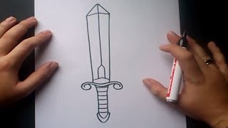 Como dibujar una espada paso a paso 3 | How to draw a sword 3