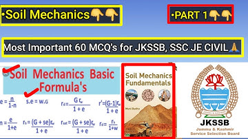 Important questions of Soil mechanics for JKSSB SSC JE Civil || Part 1