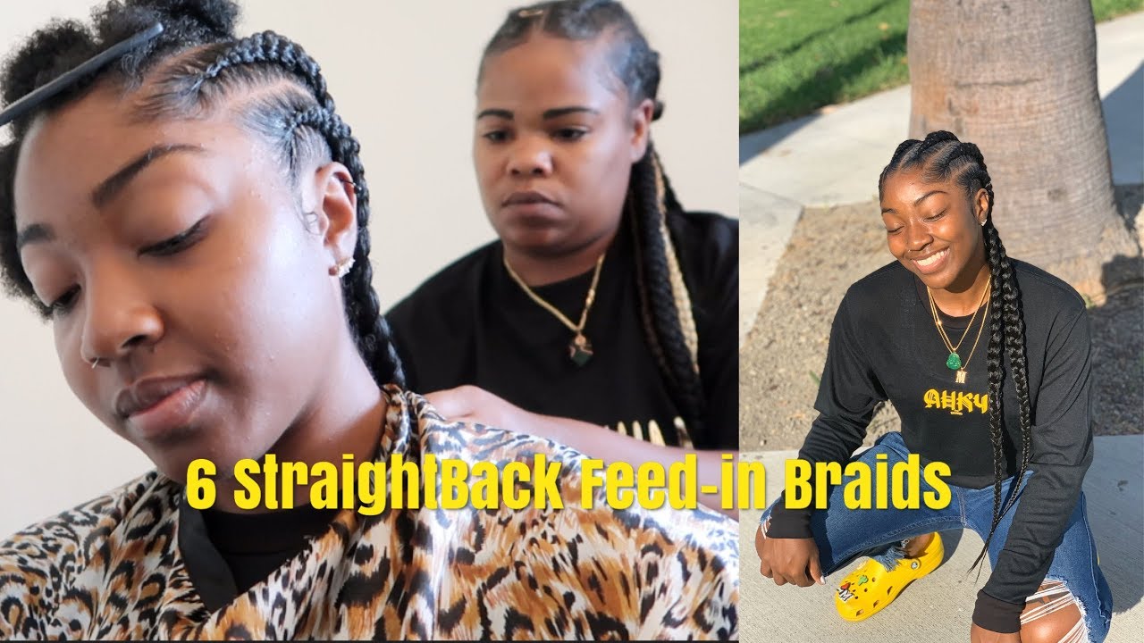6 Straightback Feed In Braids On Short Natural Hair Youtube