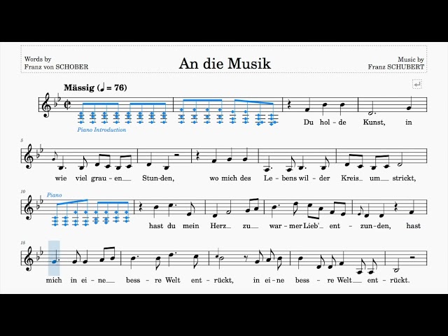 An die Musik (Schubert ) | B♭ Major | ABRSM Grade 8 | List B | 76 bpm | Sing-Along class=
