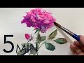 [Eng sub] 5min Easy Watercolor | Rose flower