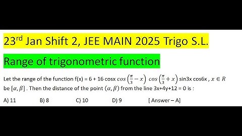 Let the range of the function f(x) = 6 + 16 cosx cos(π/3-x)  cos(π/3+x) sin3x cos6x , x∈R be [α,β] .