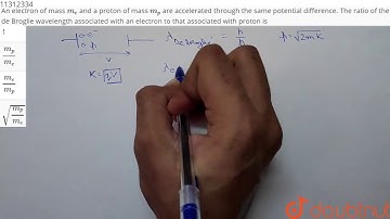 An electron of mass `m_e` and a proton of mass `m_p` are accelerated through the