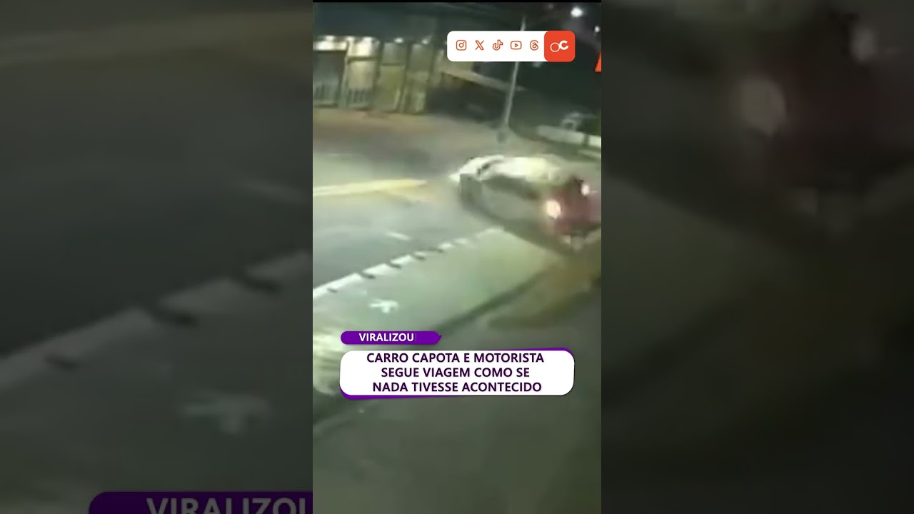 CARRO CAPOTA e motorista SEGUE VIAGEM como se nada tivesse acontecido